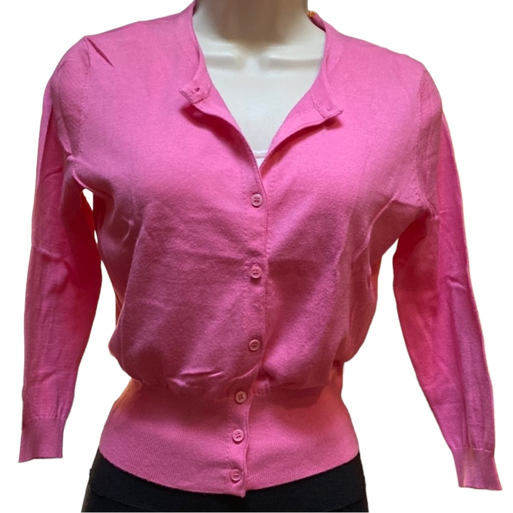 Kier + J pink cotton blend cardigan nwt size S